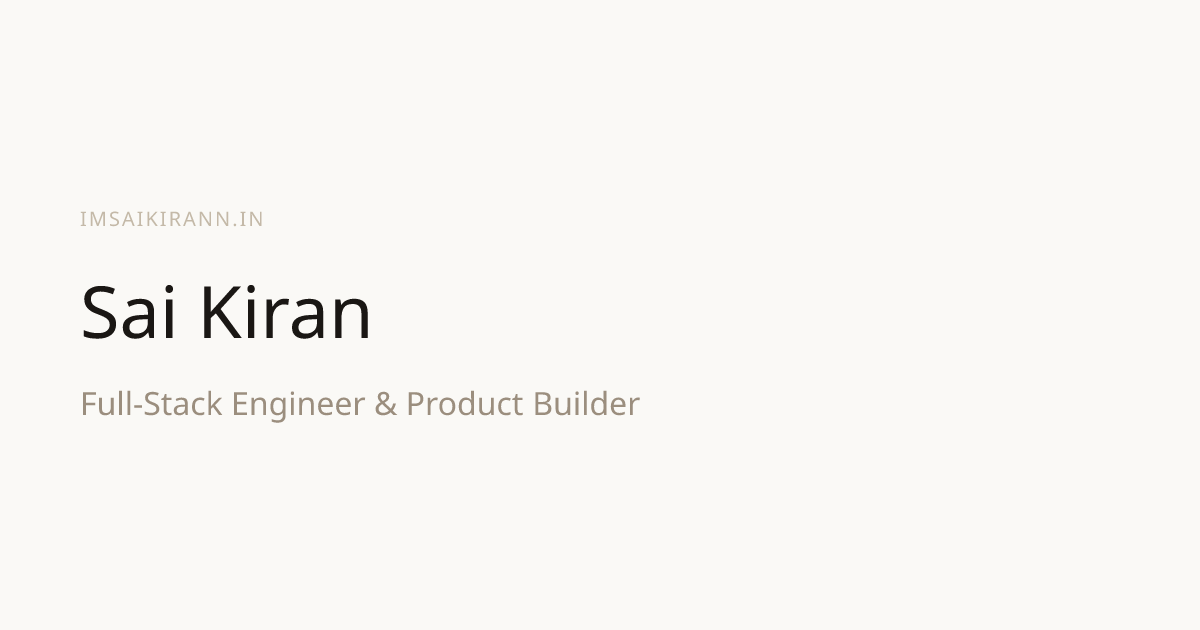 Sai Kiran Neelakantam - Full-Stack Engineer in Hyderabad